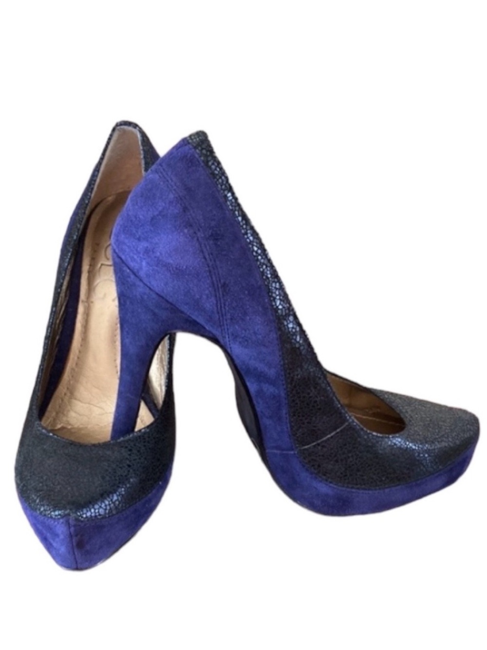BCBG Paris Pamee Blue SZ 6 Designer Chic Y2K Faux Snakeskin Stiletto High Heel